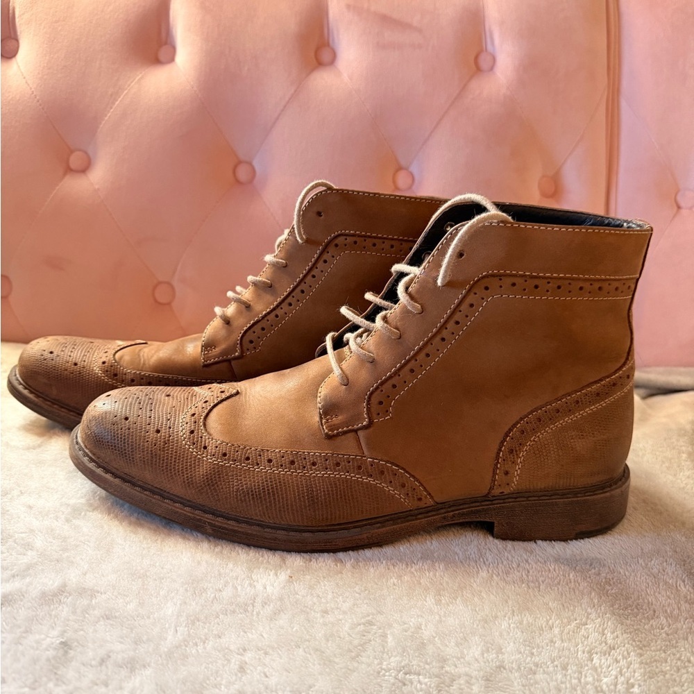 J & M Men's Tan Brogue Boots preppy western 
J.Murphy Sz 10